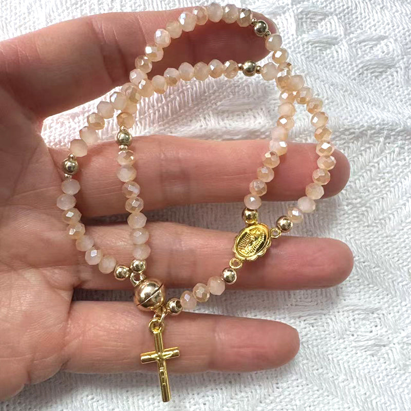 Bracelet à perles de chapelet à double tour