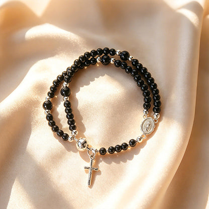 Bracelet à perles de chapelet à double tour