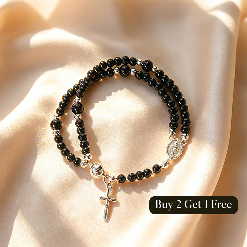 Bracelet à perles de chapelet à double tour