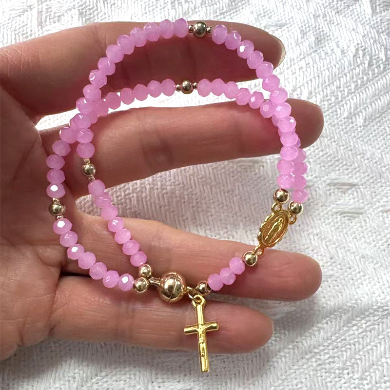 Bracelet à perles de chapelet à double tour