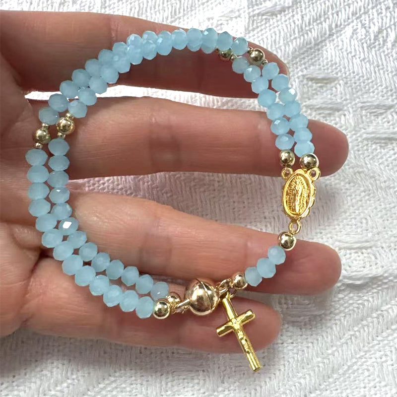 Bracelet à perles de chapelet à double tour