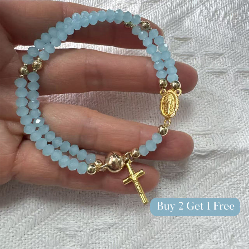 Bracelet à perles de chapelet à double tour