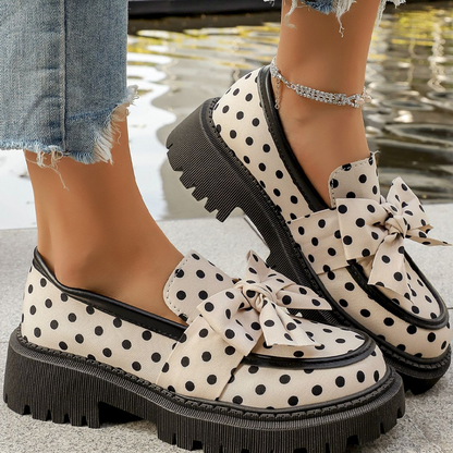 💐Mocassins à Plateforme Pois Ruban🎀Style Rétro & Confortable 👞