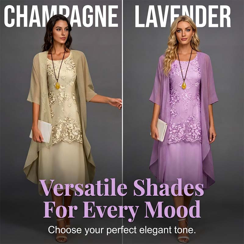 👗 Ensemble robe formelle mi-genou et cardigan pour femme