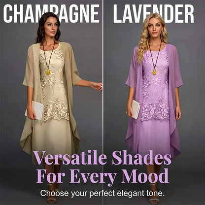 👗 Ensemble robe formelle mi-genou et cardigan pour femme