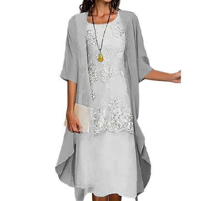 👗 Ensemble robe formelle mi-genou et cardigan pour femme