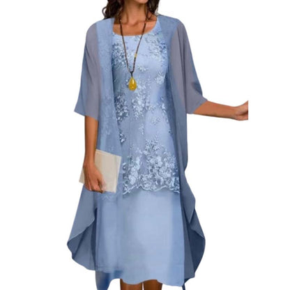 👗 Ensemble robe formelle mi-genou et cardigan pour femme