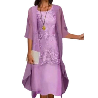 👗 Ensemble robe formelle mi-genou et cardigan pour femme