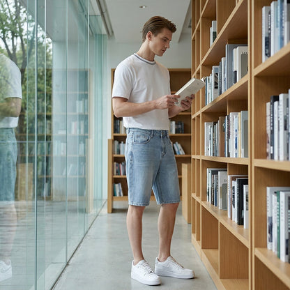 🔥50 % DE RÉDUCTION  💨Short en jean décontracté à la coupe ample pour homme👖