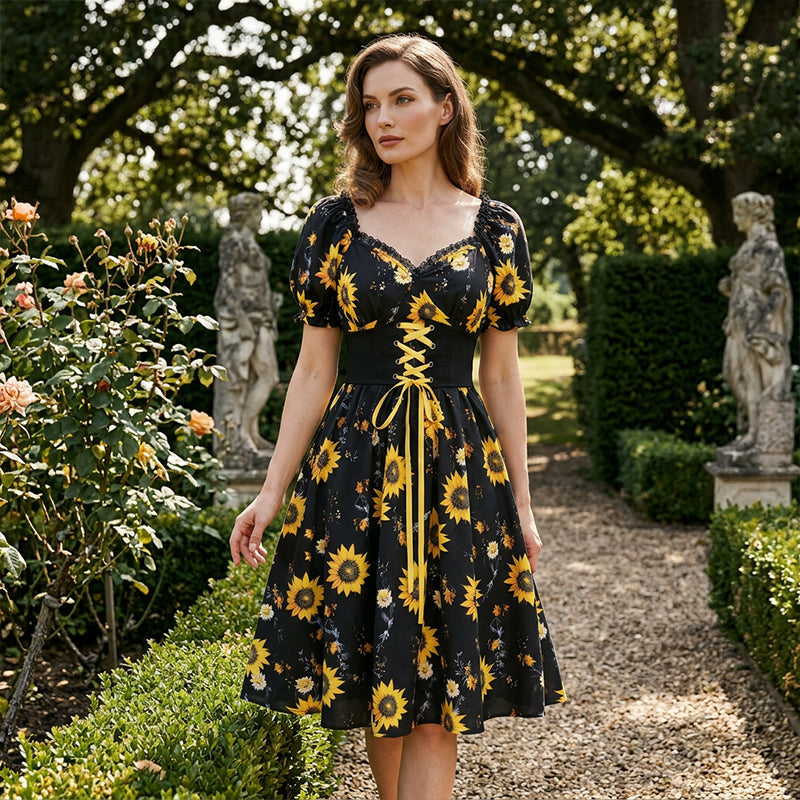 ✨ Robe imprimée à manches ballon pour femme 🌼