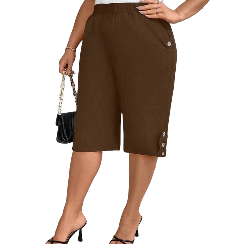 💘Pantalon capri décontracté pour femme ✅ Taille élastiquée et poches pratiques | Coupe confortable pour tous les jours 👖