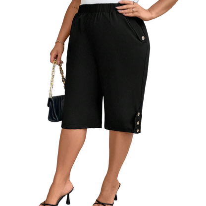 💘Pantalon capri décontracté pour femme ✅ Taille élastiquée et poches pratiques | Coupe confortable pour tous les jours 👖