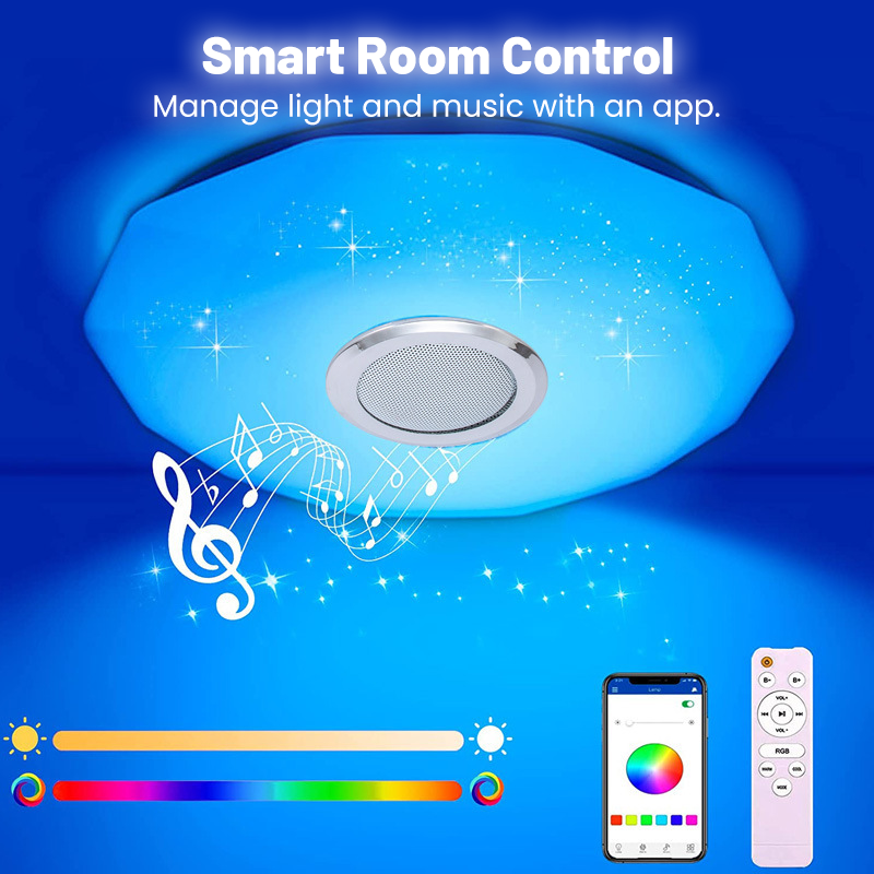✨Plafonnier musical LED intelligent avec haut-parleur Bluetooth