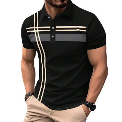 👕 50% DE RÉDUCTION ✨ Haut rayé pour homme – col & manches courtes – Léger, respirant & parfait pour l'été, le sport ou le quotidien – look décontracté et tendance 🌊