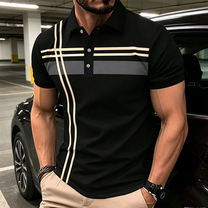 👕 50% DE RÉDUCTION ✨ Haut rayé pour homme – col & manches courtes – Léger, respirant & parfait pour l'été, le sport ou le quotidien – look décontracté et tendance 🌊