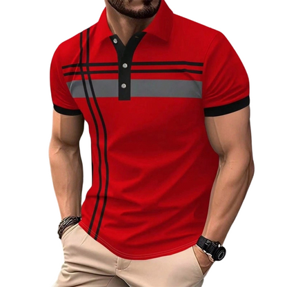 👕 50% DE RÉDUCTION ✨ Haut rayé pour homme – col & manches courtes – Léger, respirant & parfait pour l'été, le sport ou le quotidien – look décontracté et tendance 🌊