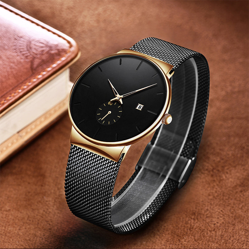 ⌚PROMO LIMITÉE -50%✨Montre Homme Minimaliste – Quartz, Acier Inoxydable, Étanche 30m, Verre Minéral, 40mm, 72g