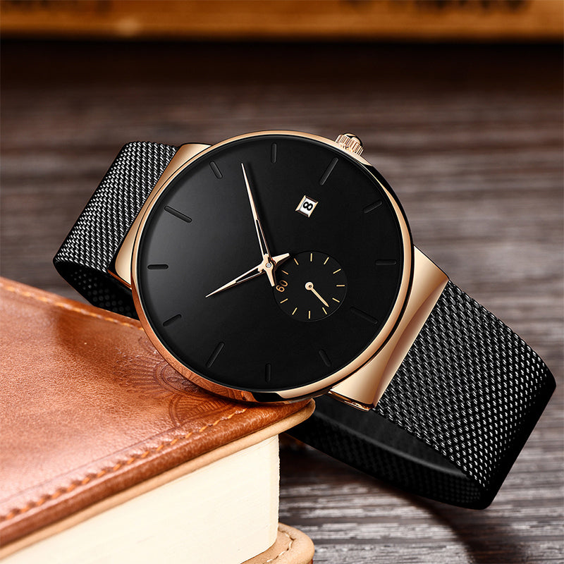 ⌚PROMO LIMITÉE -50%✨Montre Homme Minimaliste – Quartz, Acier Inoxydable, Étanche 30m, Verre Minéral, 40mm, 72g