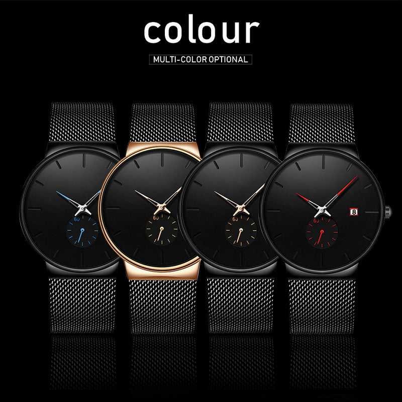 ⌚PROMO LIMITÉE -50%✨Montre Homme Minimaliste – Quartz, Acier Inoxydable, Étanche 30m, Verre Minéral, 40mm, 72g