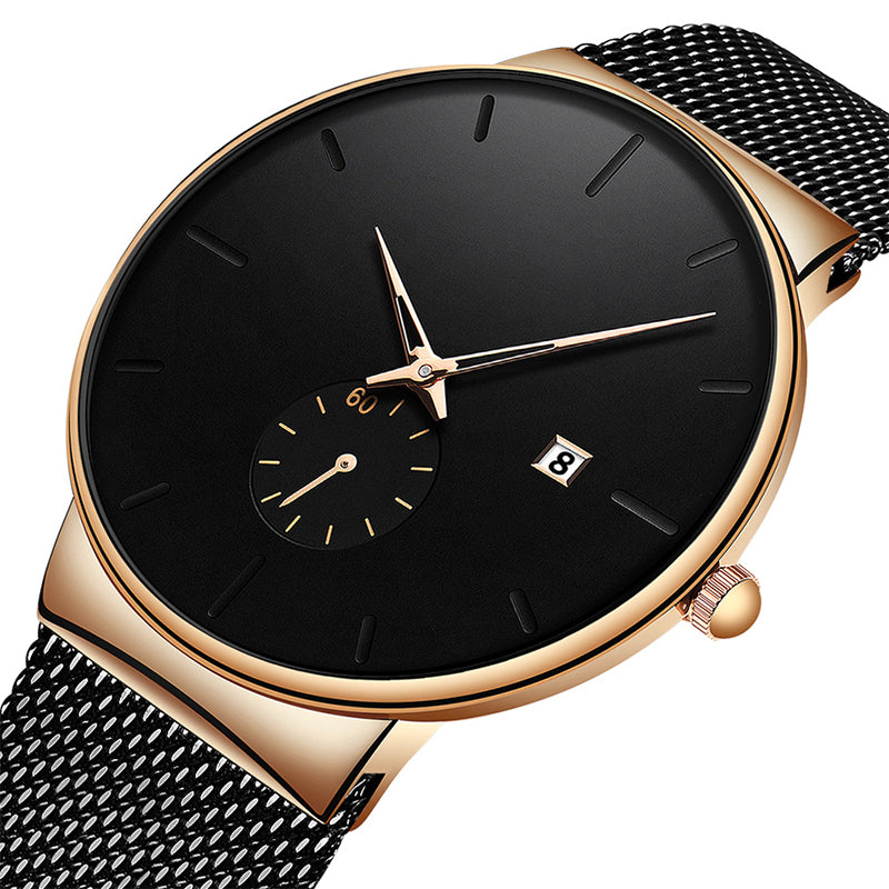 ⌚PROMO LIMITÉE -50%✨Montre Homme Minimaliste – Quartz, Acier Inoxydable, Étanche 30m, Verre Minéral, 40mm, 72g