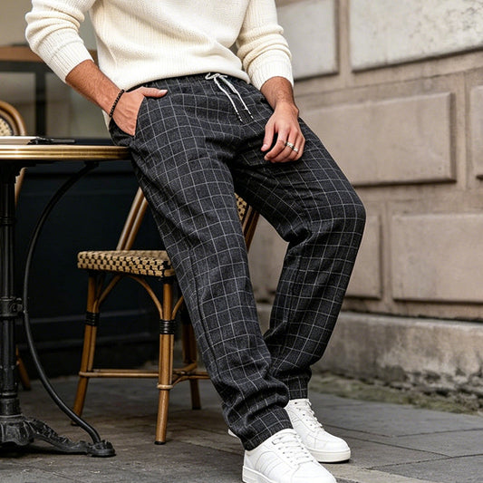 👖 Pantalon à carreaux à cordon de serrage pour homme, grande taille 🌿