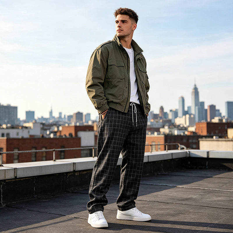 👖 Pantalon à carreaux à cordon de serrage pour homme, grande taille 🌿