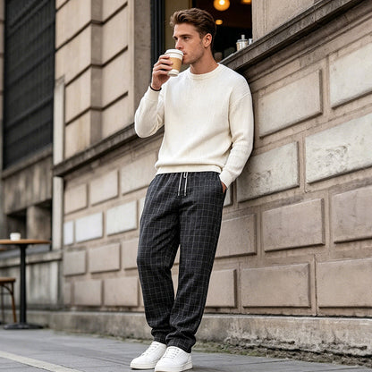 👖 Pantalon à carreaux à cordon de serrage pour homme, grande taille 🌿
