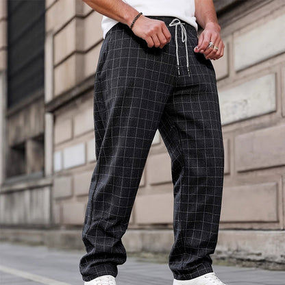 👖 Pantalon à carreaux à cordon de serrage pour homme, grande taille 🌿