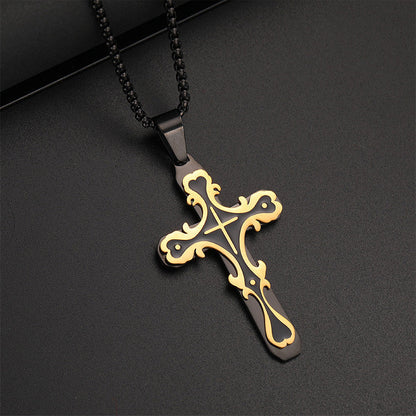 💥 Collier avec pendentif en forme de croix de style vintage orné ✨