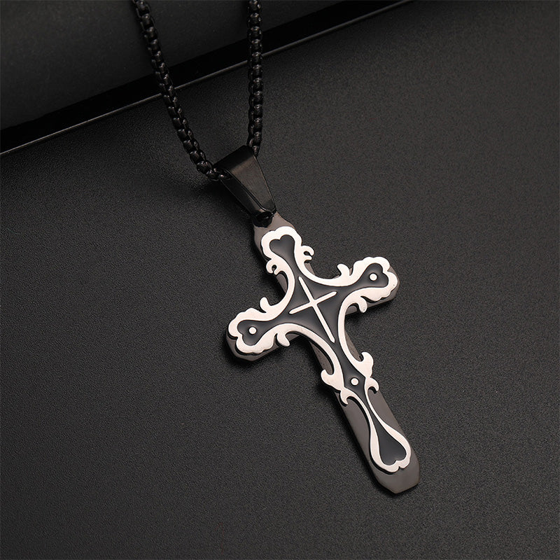 💥 Collier avec pendentif en forme de croix de style vintage orné ✨