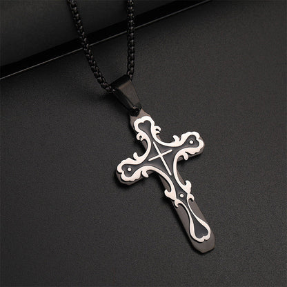 💥 Collier avec pendentif en forme de croix de style vintage orné ✨