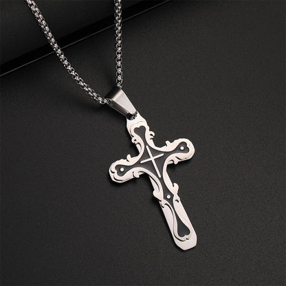 💥 Collier avec pendentif en forme de croix de style vintage orné ✨