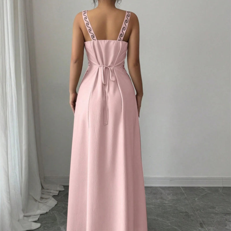 👗 50% DE RÉDUCTION 🌸 Robe sans manches col V à imprimé floral avec fente – Fluide, légère & parfaite pour les journées chaudes – élégante et décontractée ☀️