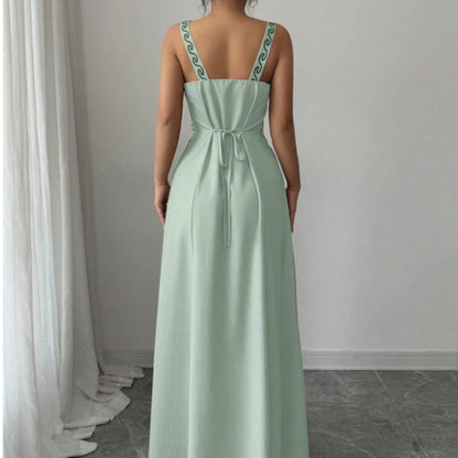 👗 50% DE RÉDUCTION 🌸 Robe sans manches col V à imprimé floral avec fente – Fluide, légère & parfaite pour les journées chaudes – élégante et décontractée ☀️