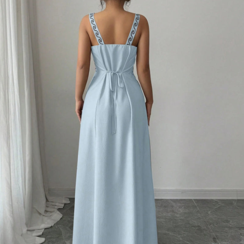 👗 50% DE RÉDUCTION 🌸 Robe sans manches col V à imprimé floral avec fente – Fluide, légère & parfaite pour les journées chaudes – élégante et décontractée ☀️
