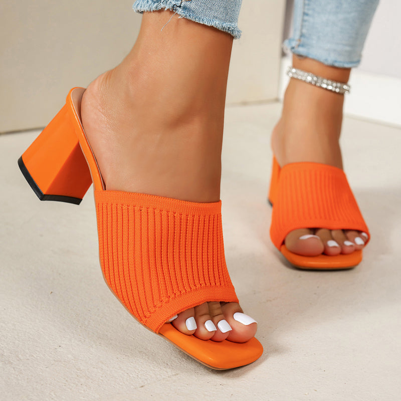 📢40 % DE RÉDUCTION ! ⏰Sandales à talons épais et bout carré en maille pour femme 👡