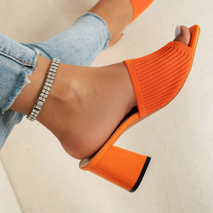 📢40 % DE RÉDUCTION ! ⏰Sandales à talons épais et bout carré en maille pour femme 👡