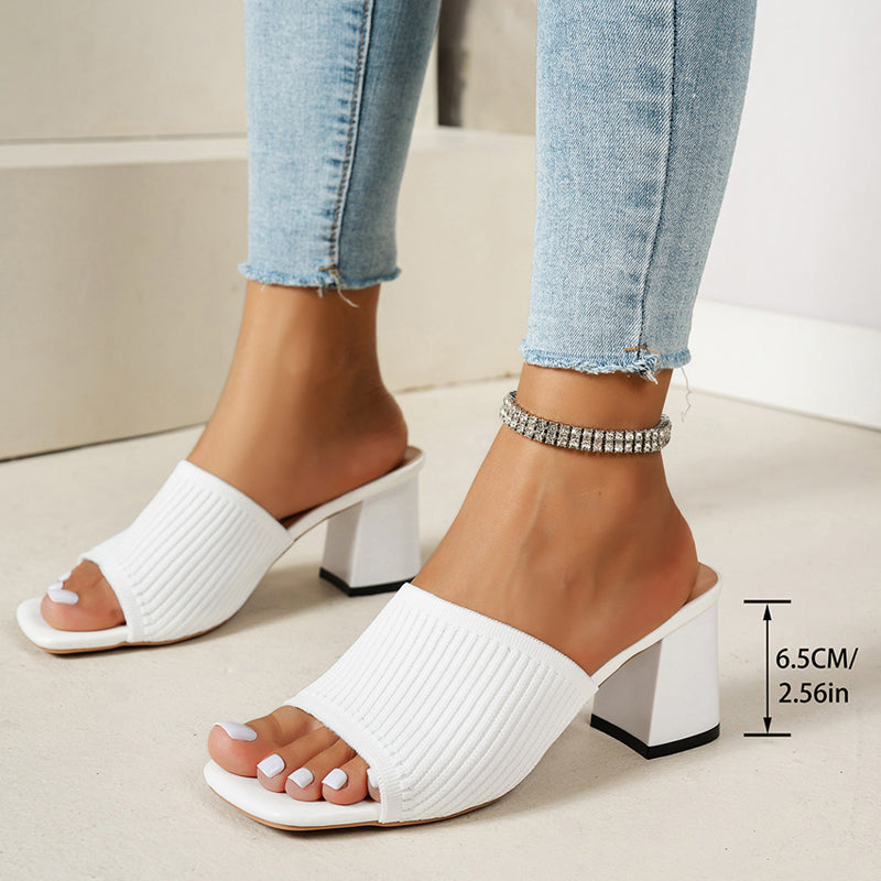 📢40 % DE RÉDUCTION ! ⏰Sandales à talons épais et bout carré en maille pour femme 👡