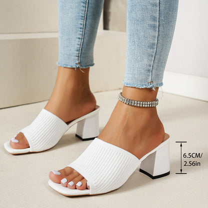 📢40 % DE RÉDUCTION ! ⏰Sandales à talons épais et bout carré en maille pour femme 👡