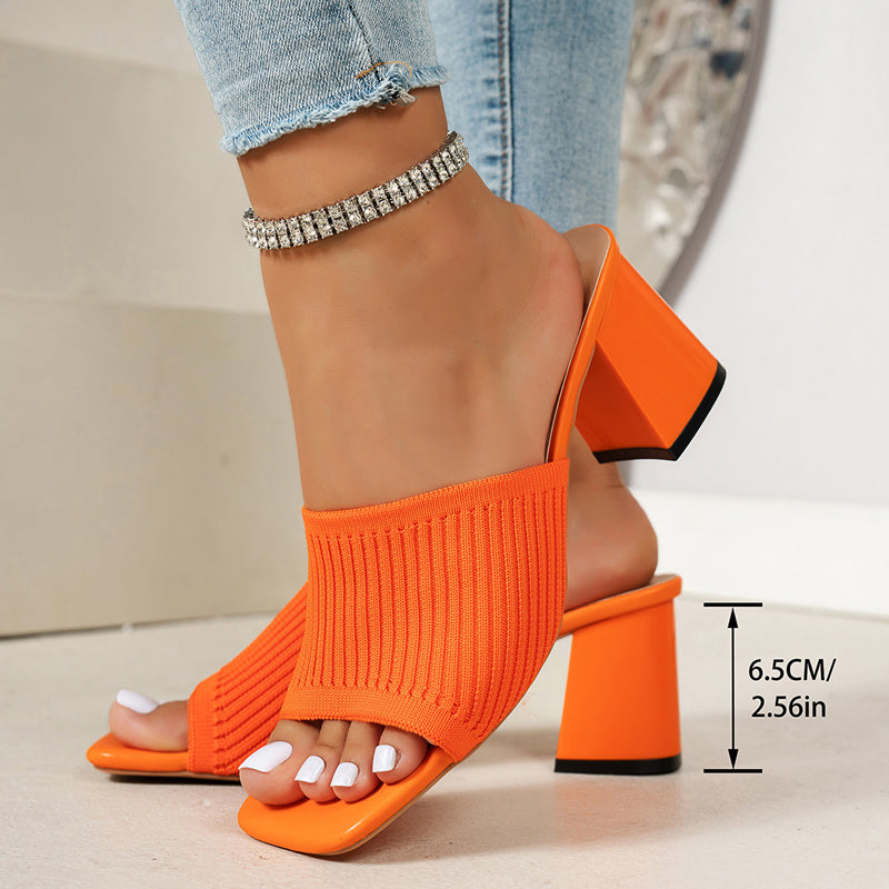 📢40 % DE RÉDUCTION ! ⏰Sandales à talons épais et bout carré en maille pour femme 👡