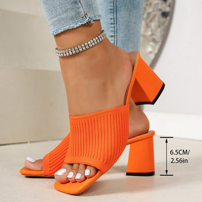 📢40 % DE RÉDUCTION ! ⏰Sandales à talons épais et bout carré en maille pour femme 👡