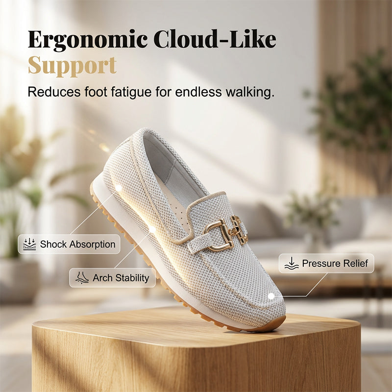 Mocassins décontractés en maille pour femme avec boucle métallique