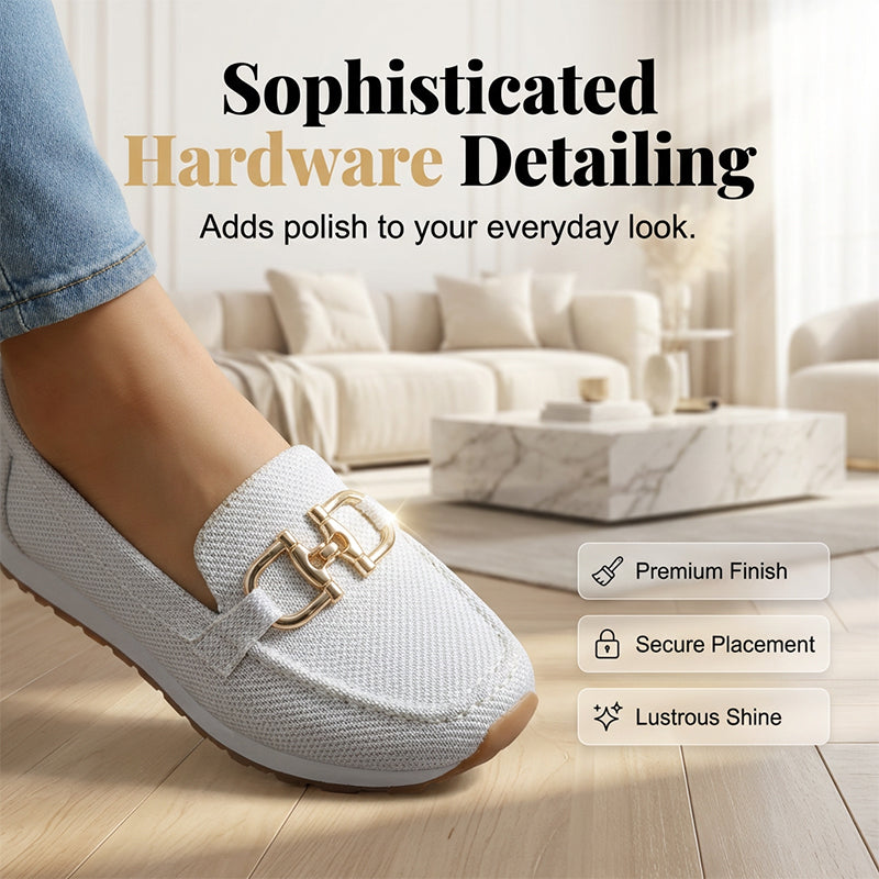 Mocassins décontractés en maille pour femme avec boucle métallique