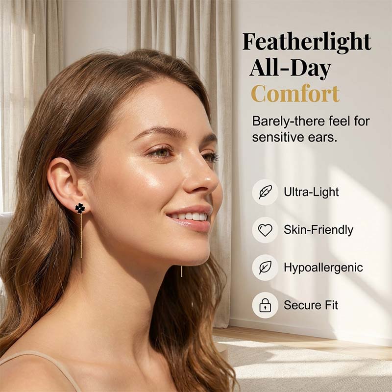✨Boucles d'Oreilles Fil Trèfle à Quatre Feuilles Élégantes