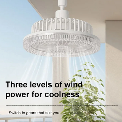 🌀 Ventilateur de plafond rotatif à 360° 💡 E27 avec télécommande – Double fonction lampe + ventilateur, silencieux & économique – idéal pour chambre, salon ou cuisine ❄️