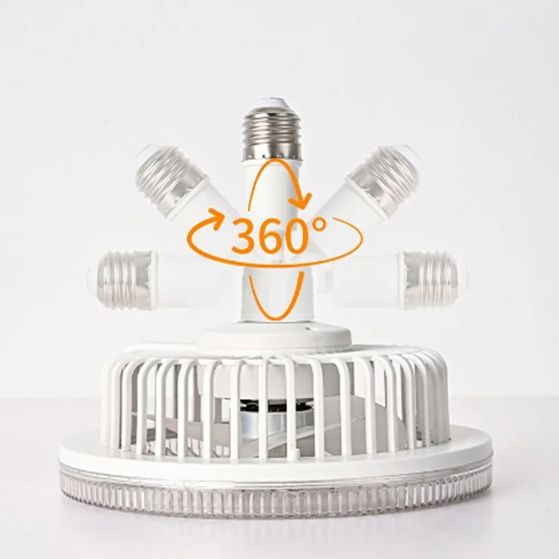 🌀 Ventilateur de plafond rotatif à 360° 💡 E27 avec télécommande – Double fonction lampe + ventilateur, silencieux & économique – idéal pour chambre, salon ou cuisine ❄️