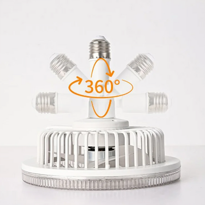 🌀 Ventilateur de plafond rotatif à 360° 💡 E27 avec télécommande – Double fonction lampe + ventilateur, silencieux & économique – idéal pour chambre, salon ou cuisine ❄️