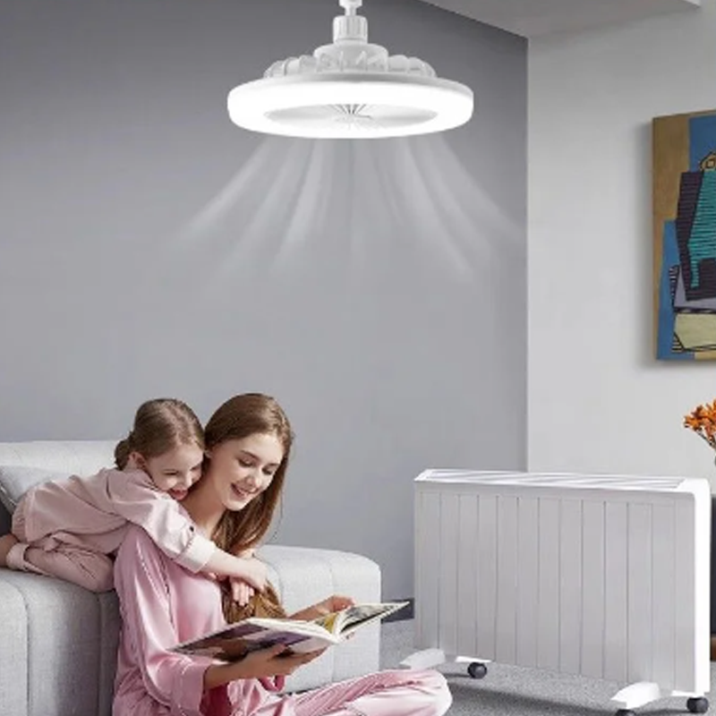 🌀 Ventilateur de plafond rotatif à 360° 💡 E27 avec télécommande – Double fonction lampe + ventilateur, silencieux & économique – idéal pour chambre, salon ou cuisine ❄️
