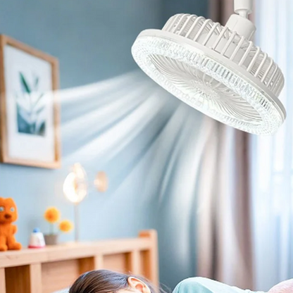 🌀 Ventilateur de plafond rotatif à 360° 💡 E27 avec télécommande – Double fonction lampe + ventilateur, silencieux & économique – idéal pour chambre, salon ou cuisine ❄️