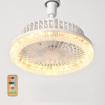 🌀 Ventilateur de plafond rotatif à 360° 💡 E27 avec télécommande – Double fonction lampe + ventilateur, silencieux & économique – idéal pour chambre, salon ou cuisine ❄️